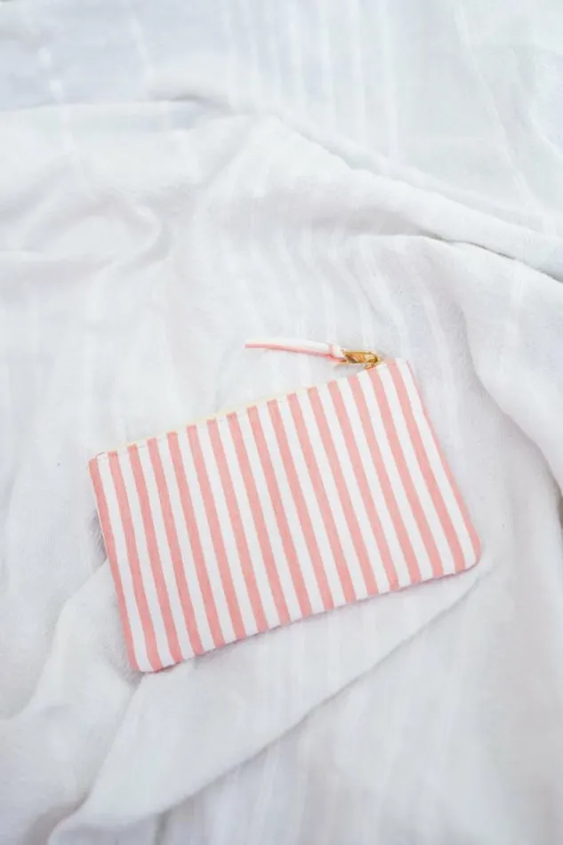 Easy Clothes Pink Striped Malou Pouch Pink Jewelry and Accessories Handbags Easy Clothes Pink Striped Malou Pouch Pink Jewelry and Accessories Handbags