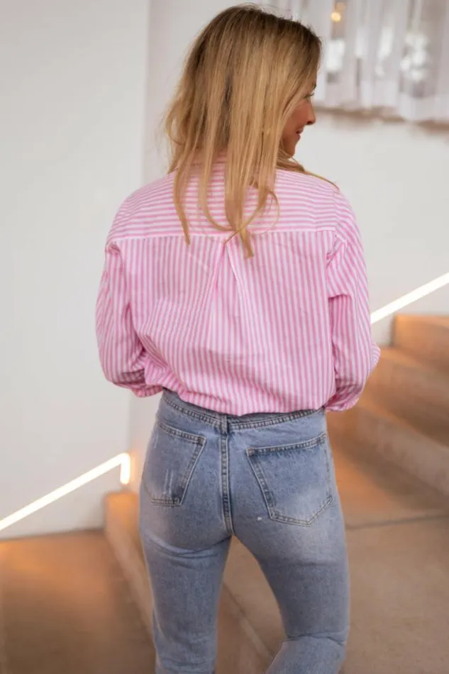 Easy Clothes Pink Striped Raphi Shirt Pink Women039s Clothing Shirts Easy Clothes Pink Striped Raphi Shirt Pink Women039s Clothing Shirts