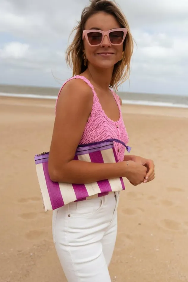 Easy Clothes Pink Striped Taylor Pouch Jewelry and Accessories Handbags