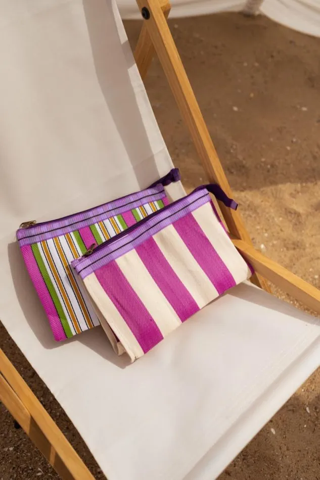 Easy Clothes Pink Striped Taylor Pouch Jewelry and Accessories Handbags