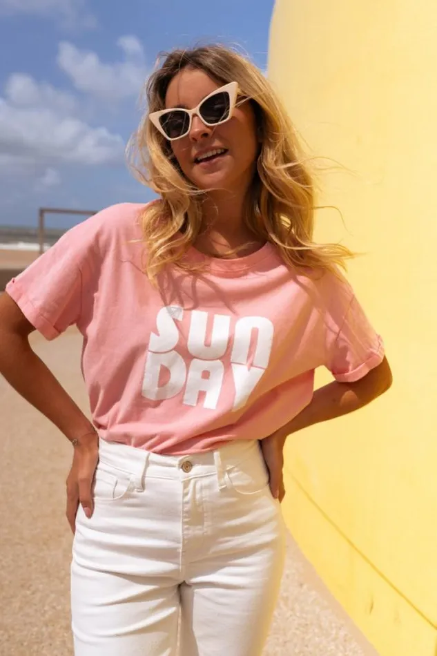 Easy Clothes Pink Sunday TShirt Women039s Clothing Tshirts