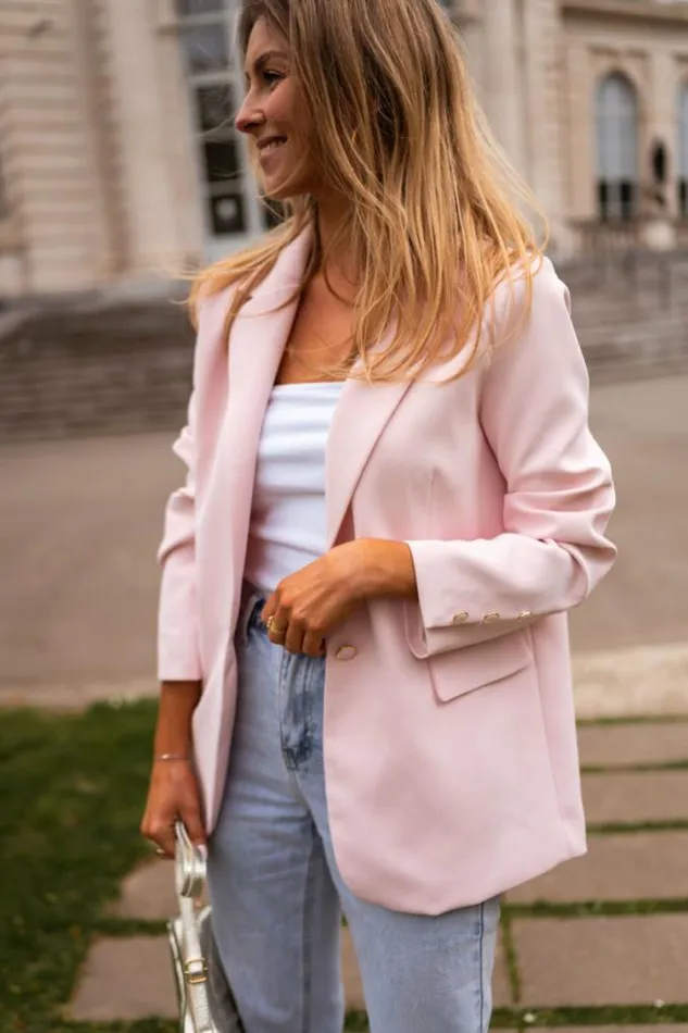 Easy Clothes Powder Pink Aurore Blazer Women039s Clothing Blazers