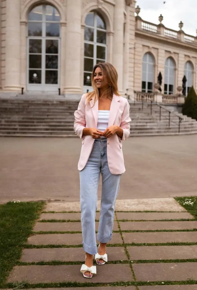 Easy Clothes Powder Pink Aurore Blazer Women039s Clothing Blazers
