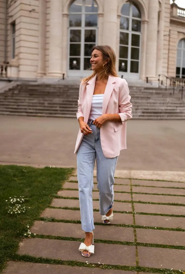 Easy Clothes Powder Pink Aurore Blazer Women039s Clothing Blazers