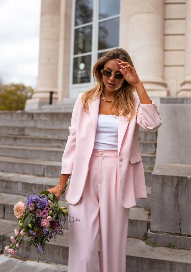 Easy Clothes Powder Pink Aurore Blazer Women039s Clothing Blazers