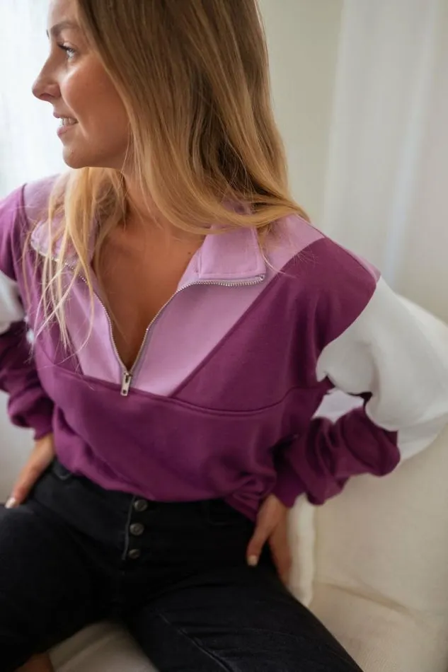 Easy Clothes Purple And Ecru Elisabeth Sweater Women039s Clothing Sweaters