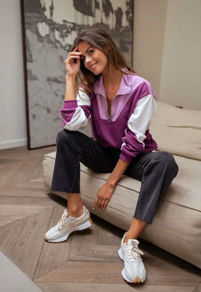 Easy Clothes Purple And Ecru Elisabeth Sweater Women039s Clothing Sweaters Easy Clothes Purple And Ecru Elisabeth Sweater Women039s Clothing Sweaters