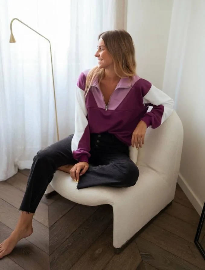 Easy Clothes Purple And Ecru Elisabeth Sweater Women039s Clothing Sweaters Easy Clothes Purple And Ecru Elisabeth Sweater Women039s Clothing Sweaters