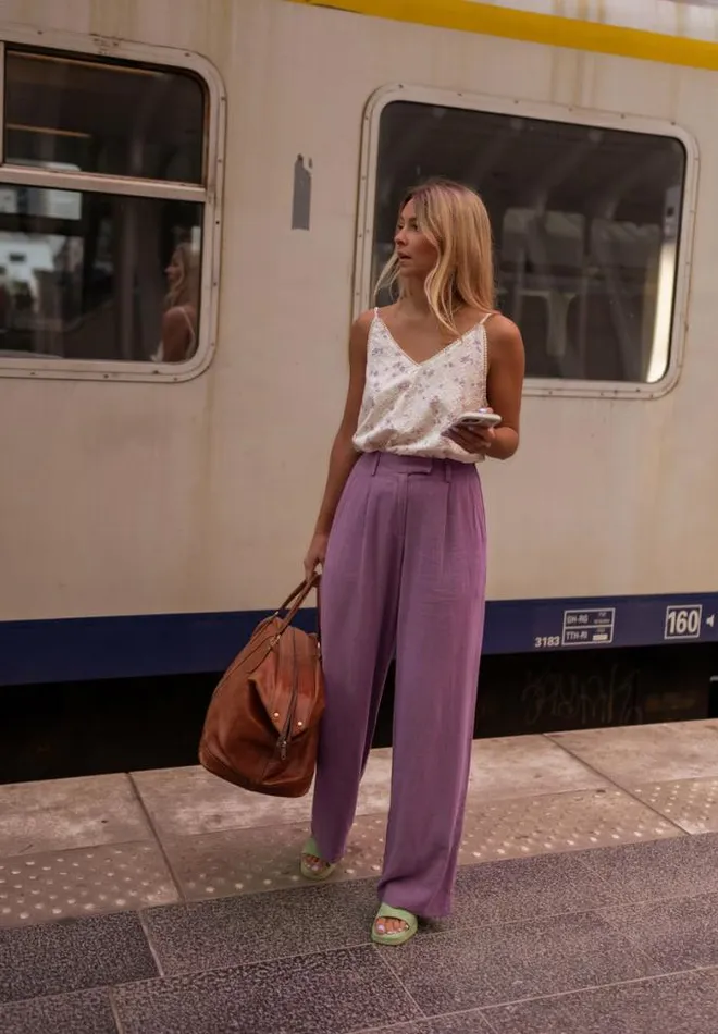 Easy Clothes Purple Linen Joey Pants Purple Women039s Clothing Pants and Jeans