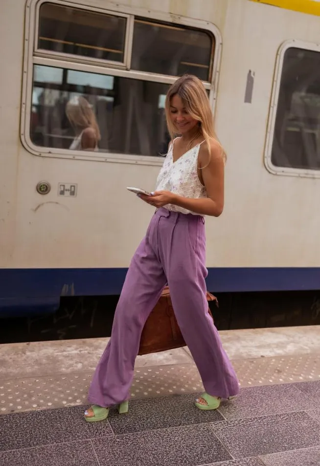 Easy Clothes Purple Linen Joey Pants Purple Women039s Clothing Pants and Jeans