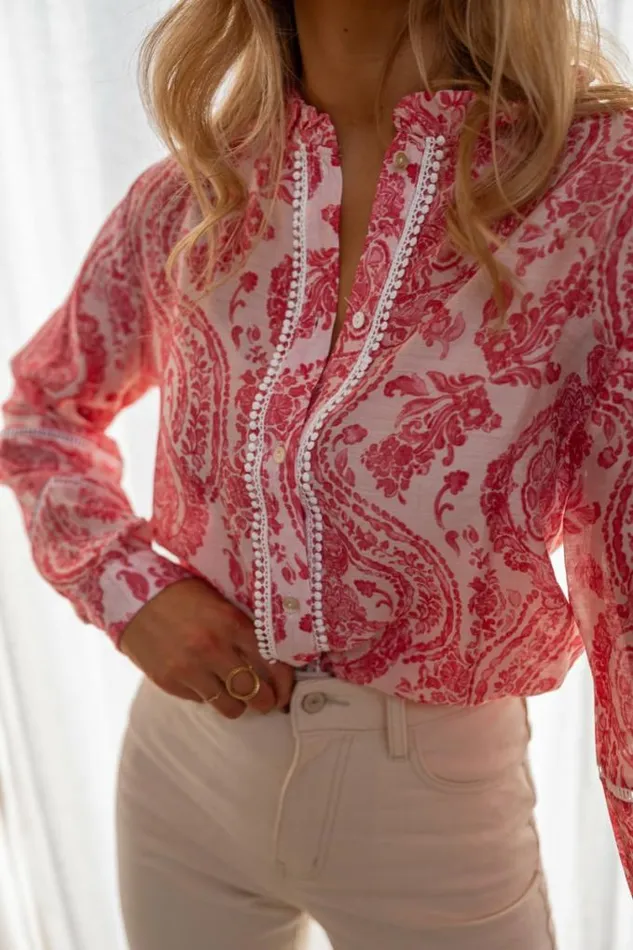 Easy Clothes Red And Pink Othan Shirt Women039s Clothing Shirts Easy Clothes Red And Pink Othan Shirt Women039s Clothing Shirts
