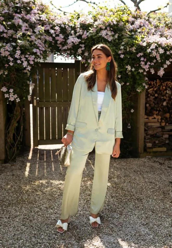 Easy Clothes Sea Green Satin Gabriela Blazer Sea Green Women039s Clothing Blazers