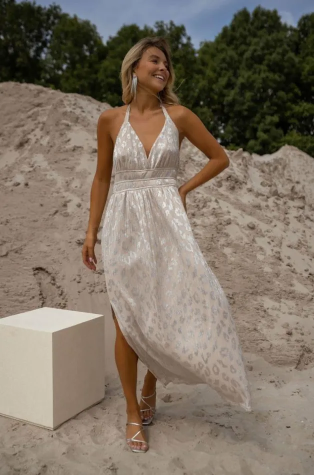 Easy Clothes Silvery And Beige Sundy Leopard Print Dress Women039s Clothing Dresses