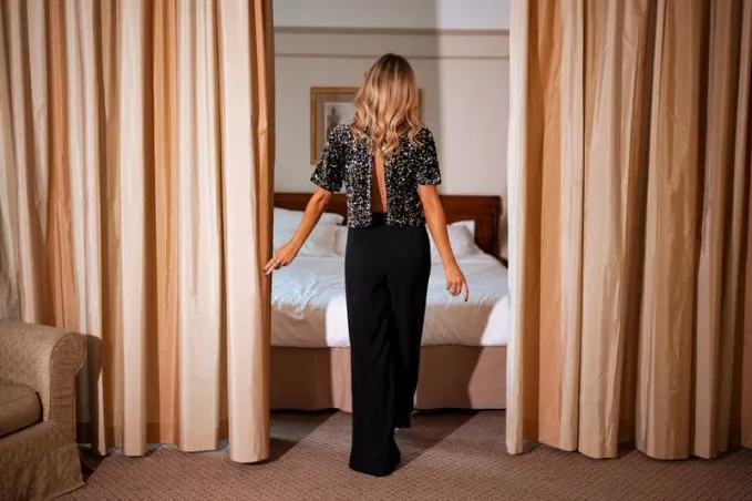 Easy Clothes Silvery And Black Celine Jumpsuit Silvery And Black Women039s Clothing Jumpsuits and Rompers
