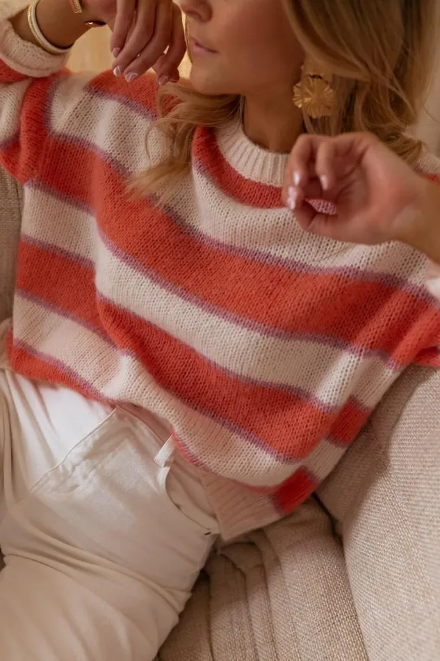 Easy Clothes Solvay Orange And Purple Sweater With Lines Orange Women039s Clothing Sweaters