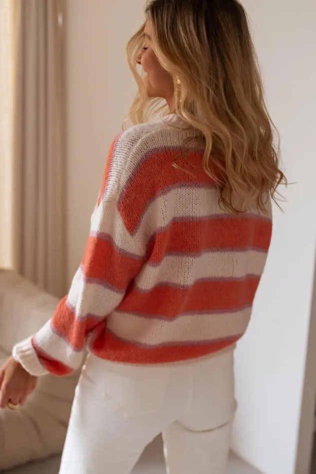 Easy Clothes Solvay Orange And Purple Sweater With Lines Orange Women039s Clothing Sweaters Easy Clothes Solvay Orange And Purple Sweater With Lines Orange Women039s Clothing Sweaters