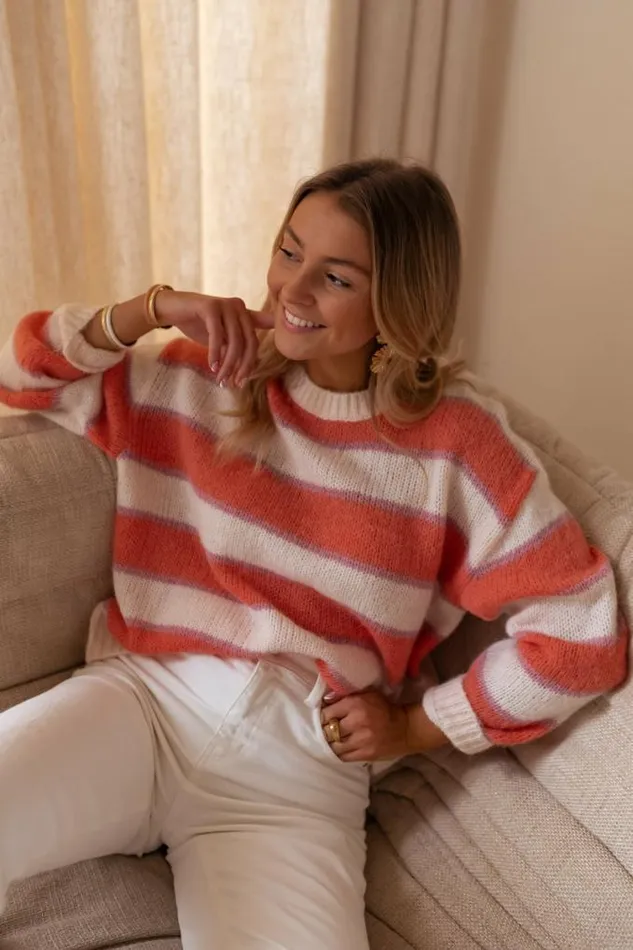 Easy Clothes Solvay Orange And Purple Sweater With Lines Orange Women039s Clothing Sweaters Easy Clothes Solvay Orange And Purple Sweater With Lines Orange Women039s Clothing Sweaters