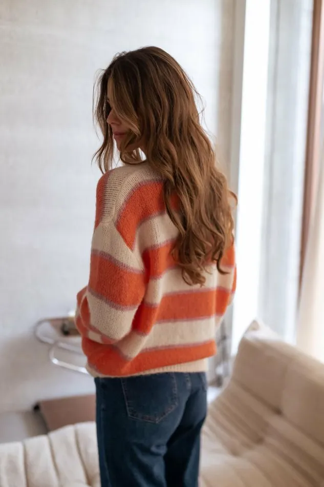Easy Clothes Solvay Orange And Purple Sweater With Lines Orange Women039s Clothing Sweaters Easy Clothes Solvay Orange And Purple Sweater With Lines Orange Women039s Clothing Sweaters
