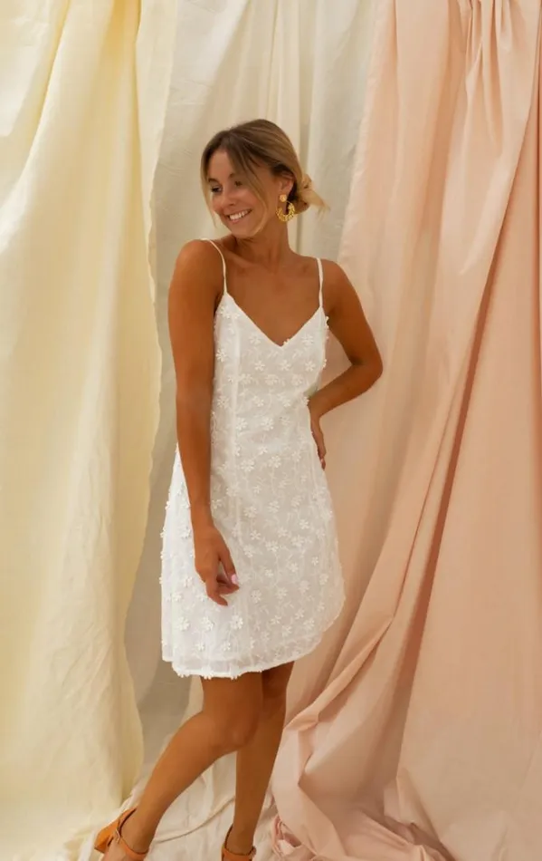 Easy Clothes White Embroidered Myna Dress Women039s Clothing Dresses