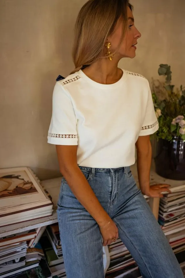 Easy Clothes White Embroidered Romina TShirt White Women039s Clothing Tshirts