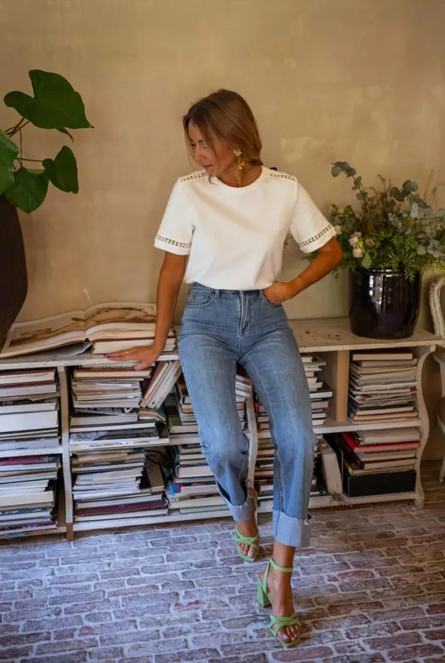 Easy Clothes White Embroidered Romina TShirt White Women039s Clothing Tshirts
