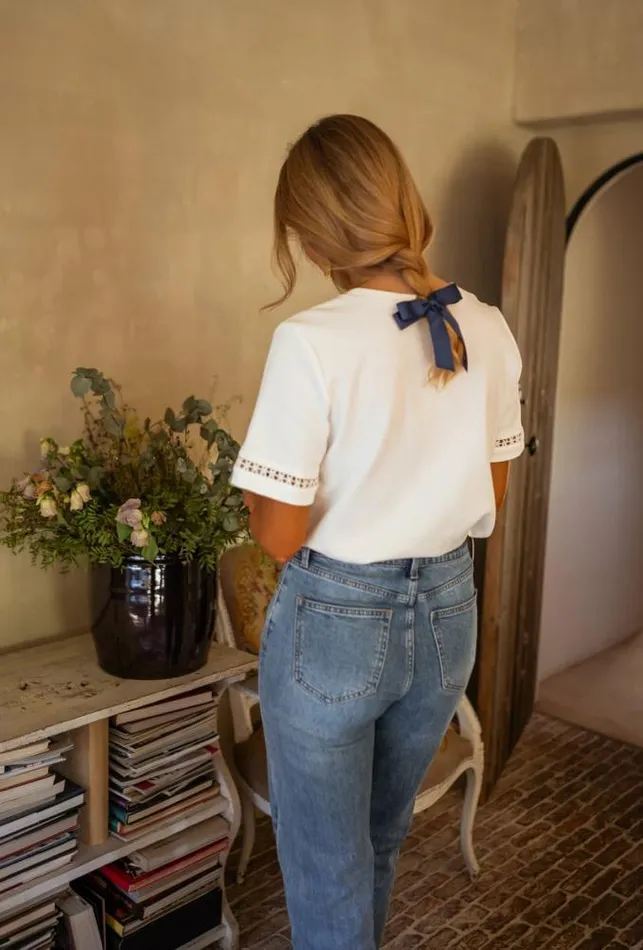 Easy Clothes White Embroidered Romina TShirt White Women039s Clothing Tshirts