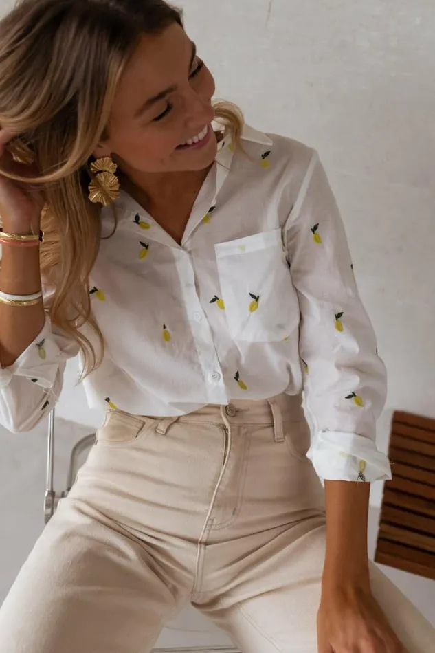 Easy Clothes White Patterned Ciara Shirt Women039s Clothing Shirts Easy Clothes White Patterned Ciara Shirt Women039s Clothing Shirts
