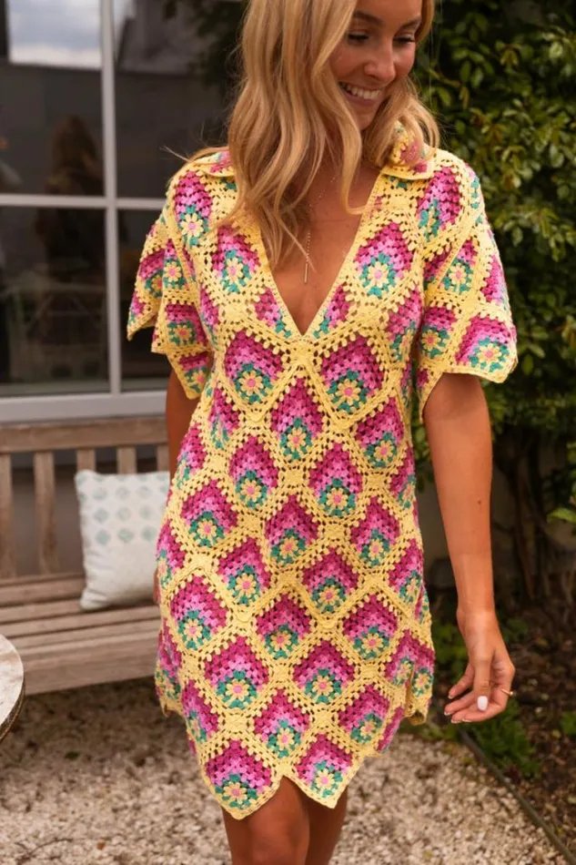 Easy Clothes Yellow Crochet Nour Dress Women039s Clothing Dresses