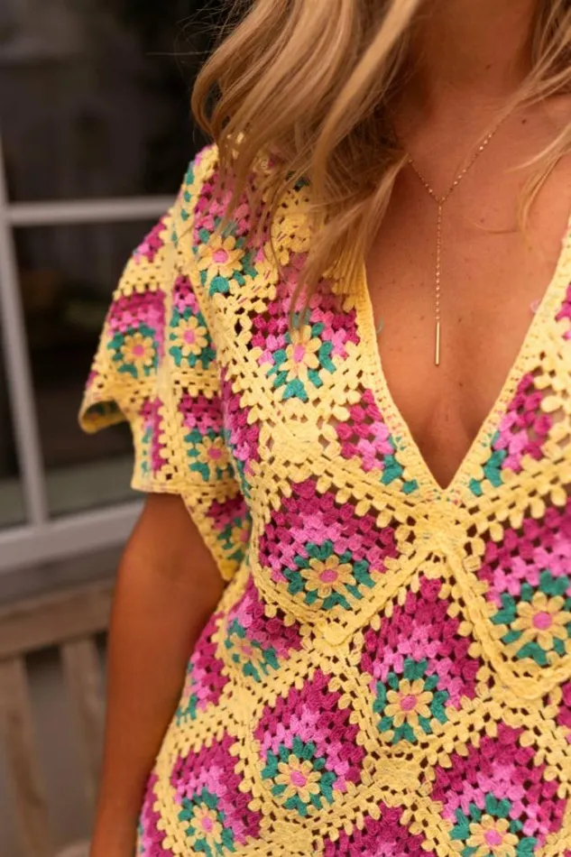 Easy Clothes Yellow Crochet Nour Dress Women039s Clothing Dresses