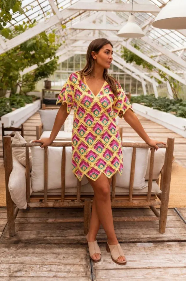 Easy Clothes Yellow Crochet Nour Dress Women039s Clothing Dresses