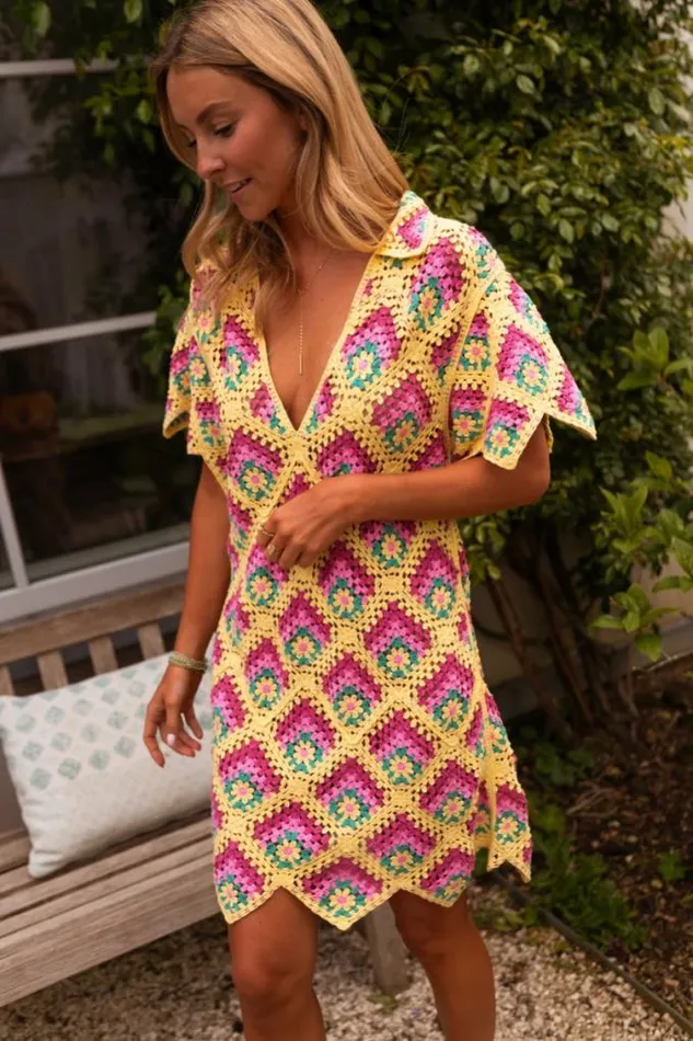 Easy Clothes Yellow Crochet Nour Dress Women039s Clothing Dresses