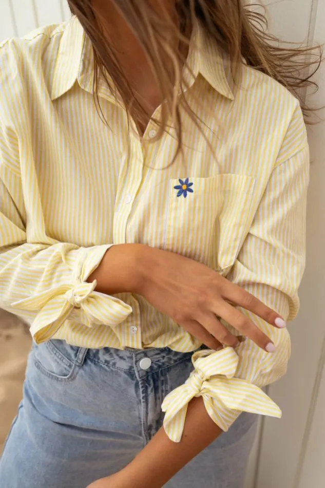 Easy Clothes Yellow Striped Dana Shirt Women039s Clothing Shirts