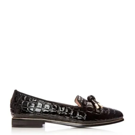 Ebrielle Black Patent Mocc Croc Women Moda In Pelle Casual Shoes And Trainers