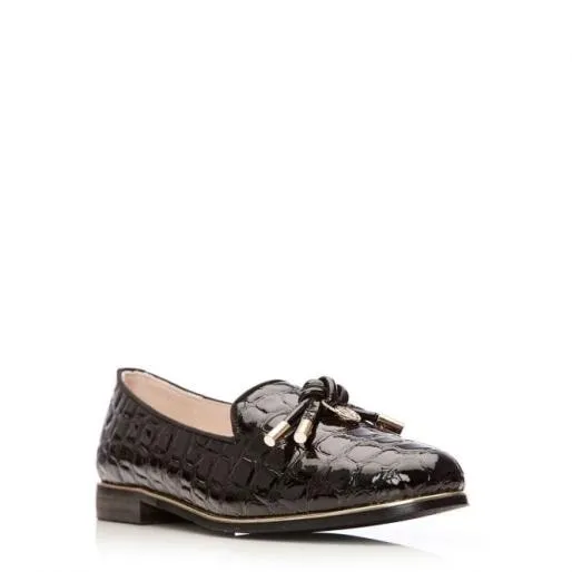 Ebrielle Black Patent Mocc Croc Women Moda In Pelle Casual Shoes And Trainers