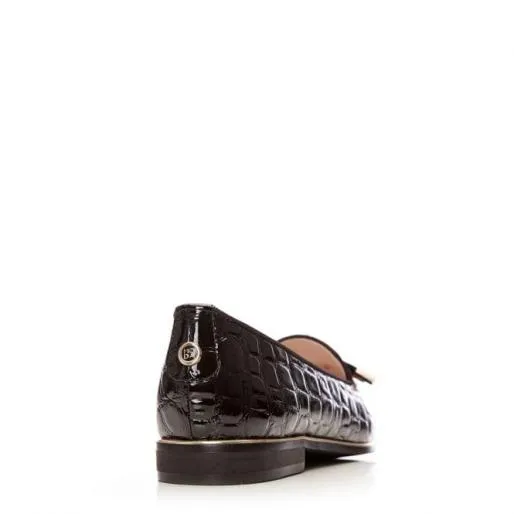 Ebrielle Black Patent Mocc Croc Women Moda In Pelle Casual Shoes And Trainers