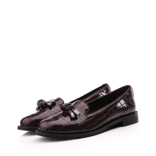 Elaina Burgundy Patent Mocc Croc Women Moda In Pelle Flat And Ballerina Shoes Elaina Burgundy Patent Mocc Croc Women Moda In Pelle Flat And Ballerina Shoes