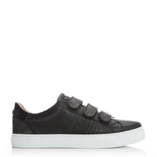 Elbertha Black Leather Women Moda In Pelle Platform Trainers