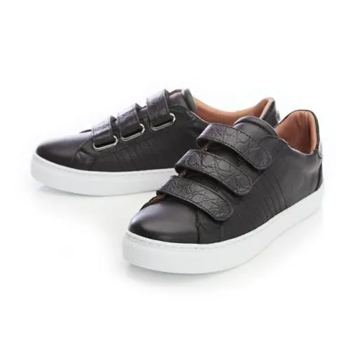 Elbertha Black Leather Women Moda In Pelle Platform Trainers