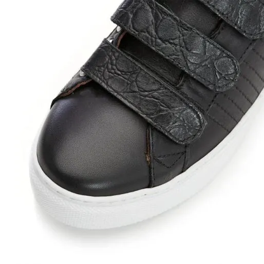 Elbertha Black Leather Women Moda In Pelle Platform Trainers