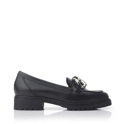 Ellbie Black Leather Women Moda In Pelle Brogues And Loafers
