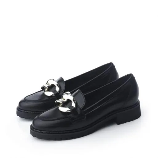 Ellbie Black Leather Women Moda In Pelle Brogues And Loafers