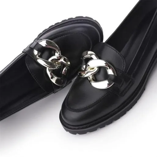 Ellbie Black Leather Women Moda In Pelle Brogues And Loafers