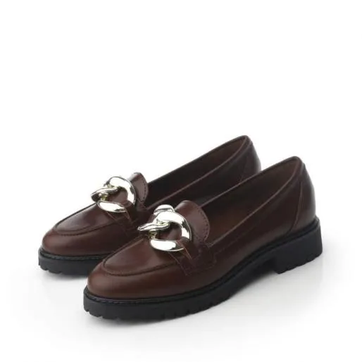 Ellbie Brown Leather Women Moda In Pelle Brogues And Loafers