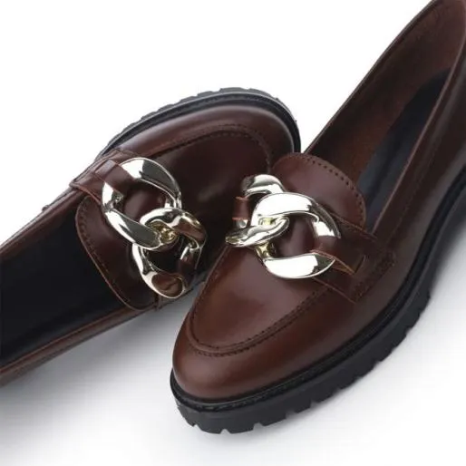 Ellbie Brown Leather Women Moda In Pelle Brogues And Loafers