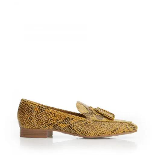 Elmo Yellow Snake Print Leather Women Moda In Pelle Casual Shoes And Trainers