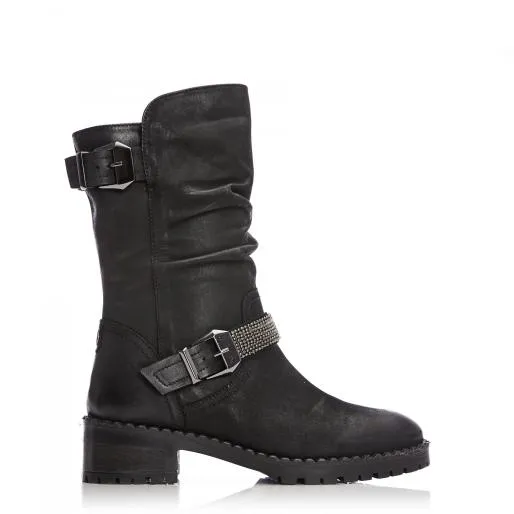 Elsee Black Nubuck Women Moda In Pelle Black Boots