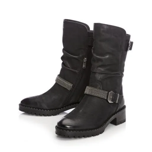 Elsee Black Nubuck Women Moda In Pelle Black Boots Elsee Black Nubuck Women Moda In Pelle Black Boots