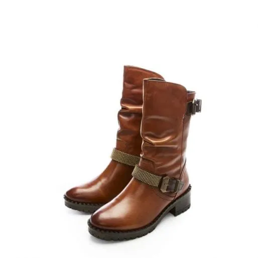 Elsee Tan Leather Women Moda In Pelle Leather Boots Elsee Tan Leather Women Moda In Pelle Leather Boots