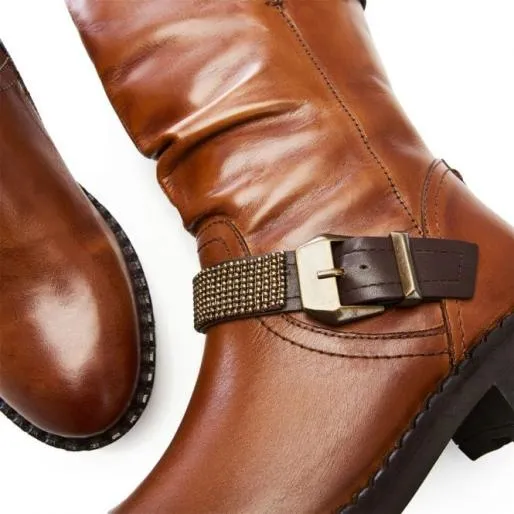 Elsee Tan Leather Women Moda In Pelle Leather Boots Elsee Tan Leather Women Moda In Pelle Leather Boots