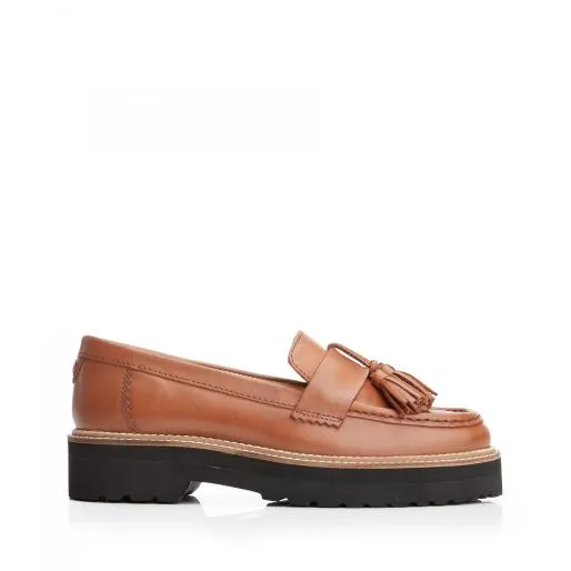Elvite Tan Leather Women Moda In Pelle Flat And Ballerina Shoes